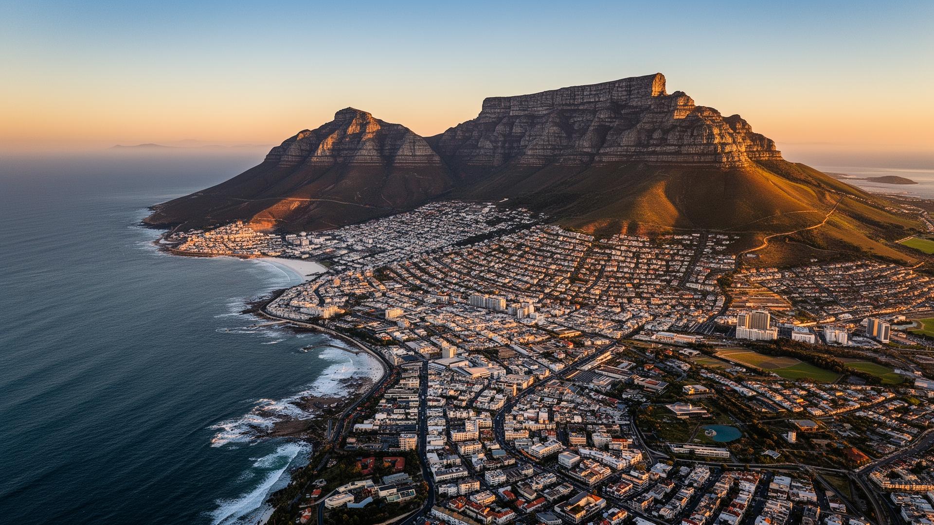 Cape Town aerial view with Table Mountain
